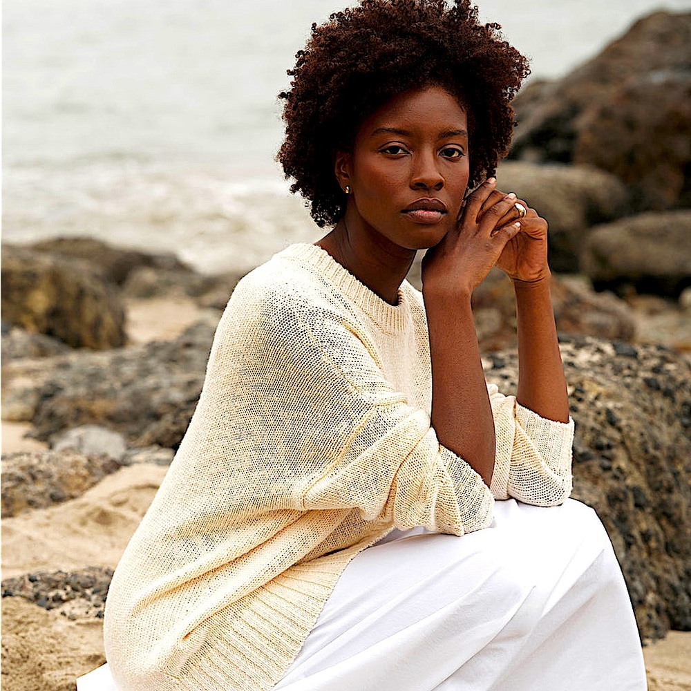 Jenni Kayne Cream Scoop Neck Sweater